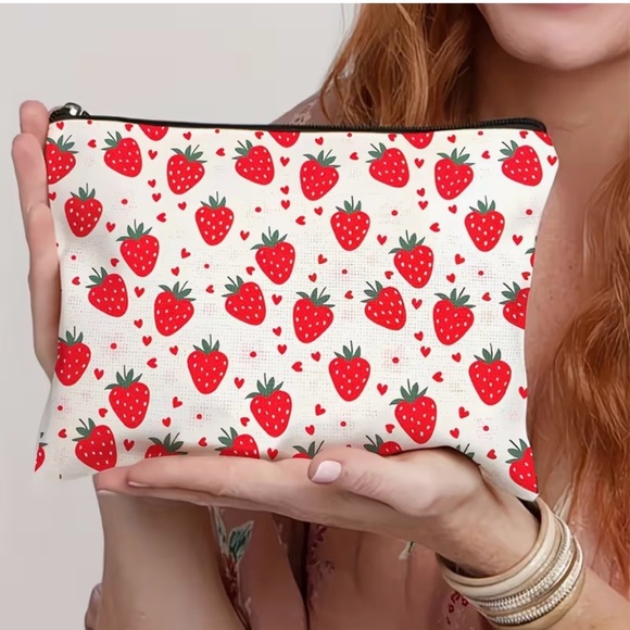 Handbags - Strawberry Print Cosmetic Bag